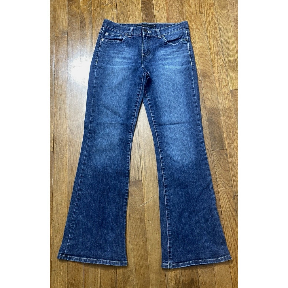 Calvin Klein Jeans Women's 8/29 Mid Rise Flare Stretch Denim Y2K BOHO Comfort